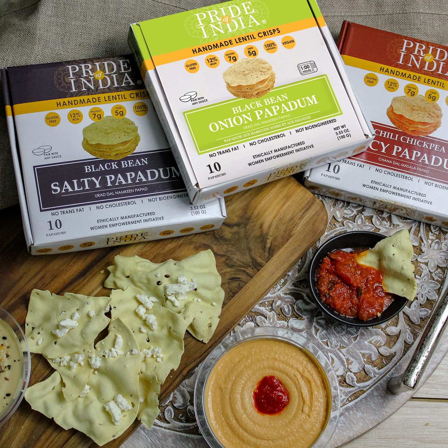 Onion Papadum Indian Lentil Crisps (Papad)