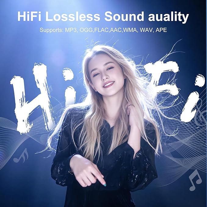 128GB MP3 Player with Bluetooth 5.3 Black, SWOFY M4 Music Player with 2.4" Touch Screen, HD Speaker FM Radio, Recording Support up 128GB