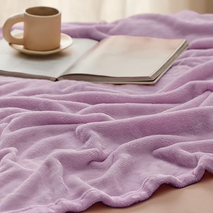 Bedsure Fleece Blanket Twin Size Lilac - 300GSM Lightweight Plush Fuzzy Cozy Soft Warm Blanket for Bed, Sofa, Couch, Travel, Camping, 60x80 inches