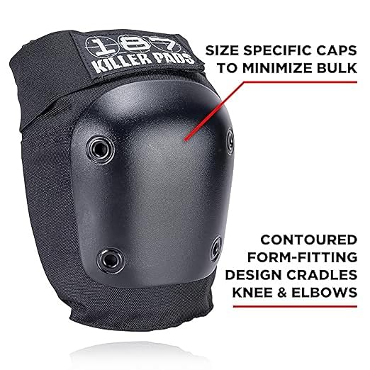 187 Killer Pads Six Pack Pad Set, Elbow Pads, Knee Pads, and Wrist Guards - Ideal for Skateboarding, Roller Skating, and Inline Skating
