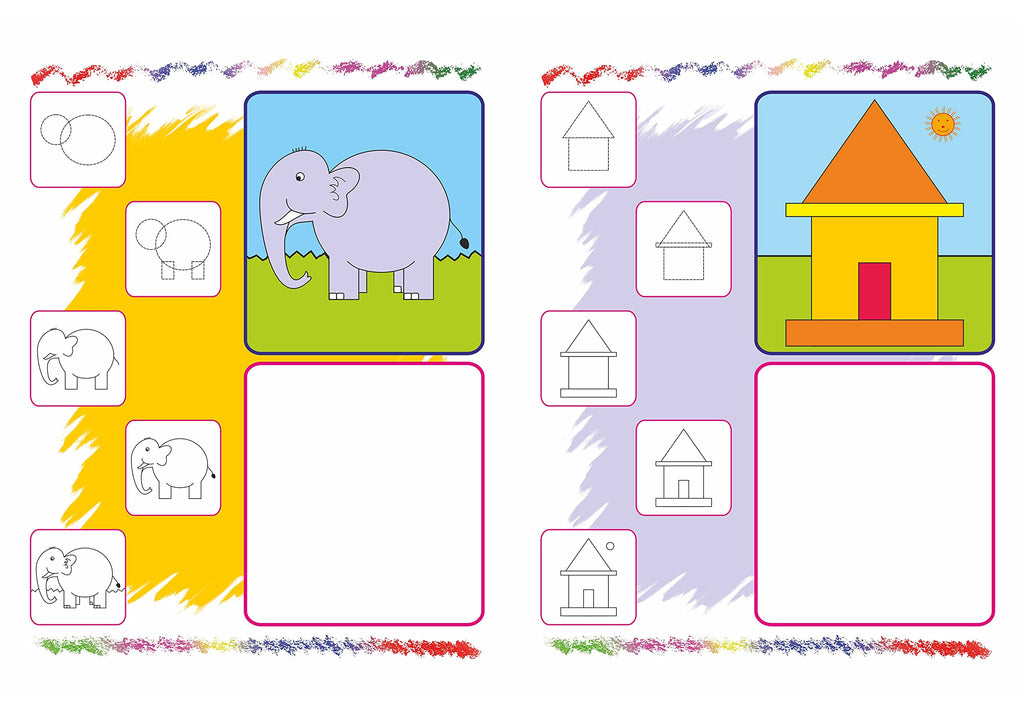 Coloring Book For Kids: Scholars Hub Step By Step Drawing Book -Vol 1, Vol 2 ( Set Of 2 Books) | 48 Pages