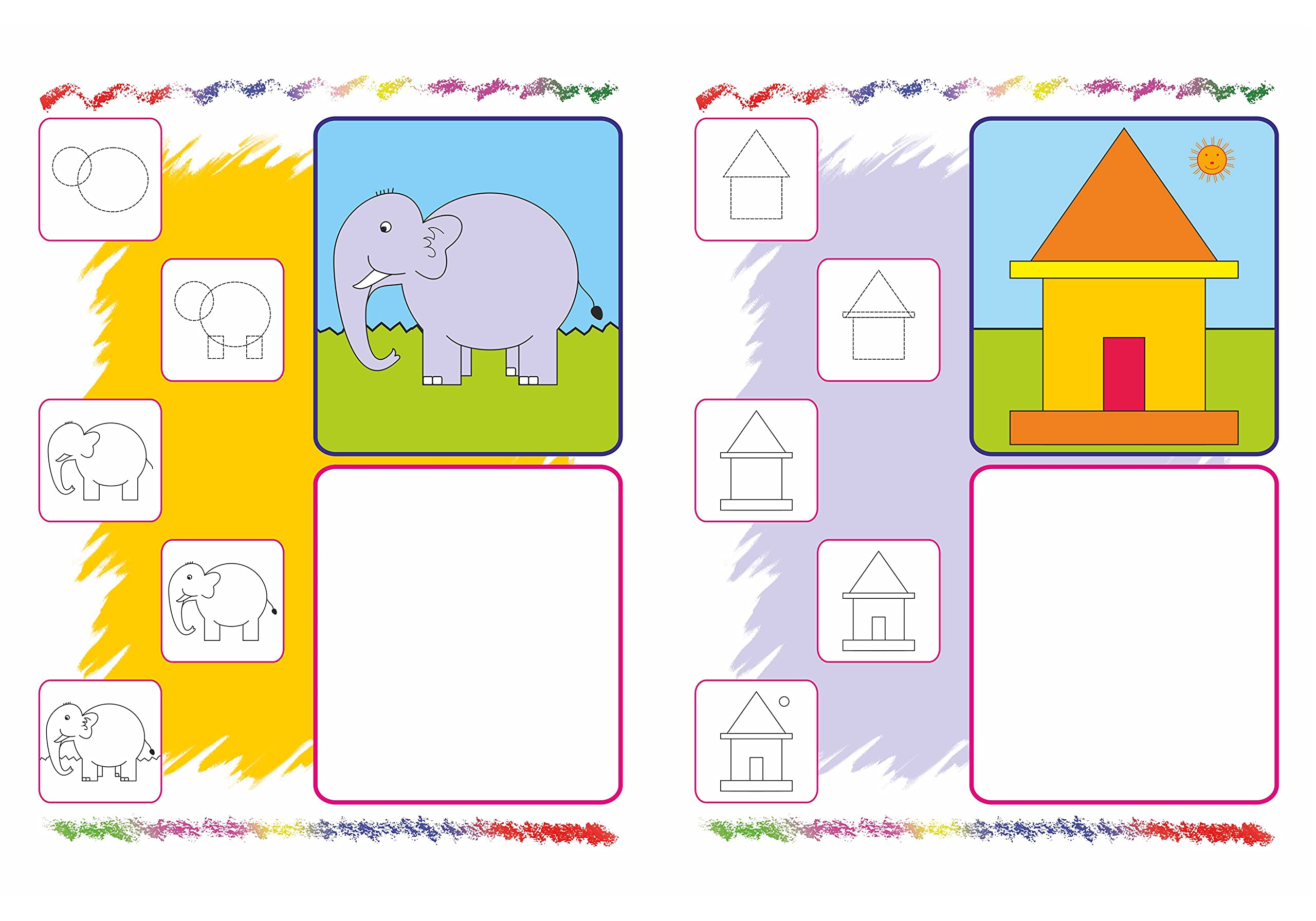 Coloring Book For Kids: Scholars Hub Step By Step Drawing Book -Vol 1, Vol 2 ( Set Of 2 Books) | 48 Pages