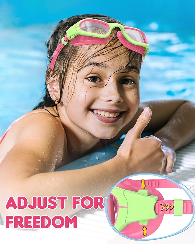 Kids Swim Goggles,Swimming Goggles for Kids 6-14, Anti-Fog UV Protection Pool Glasses for Boys Girls
