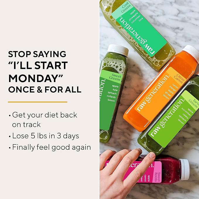 Raw Generation 5-Day Skinny Cleanse - Weight Management & Detox Juice Cleanse/Healthiest Way to Cleanse Your System/Jumpstart a Healthier Diet