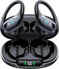 occiam Active Noise Cancelling Ear Buds Bluetooth Headphones Wireless Earbuds 90Hrs Playback Stereo Bass Earphones with Over-Ear Hooks IPX7 Waterproof Earbud for Sports Running Gym Workout Black