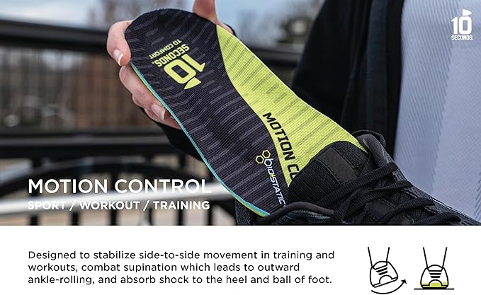 10 Seconds 3210 Motion Control Shoe Insoles, M 8, W 10 (2 Pack)