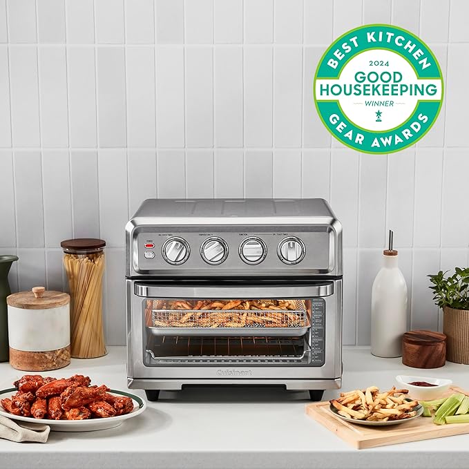 Cuisinart Air Fryer Toaster Oven with Grill, 1800W 8-1 Air Fryer Oven with Bake, Convection Bake, Grill, Broil and Warm Options, Large Capacity, 60-Minute Timer, TOA-70, Stainless Steel