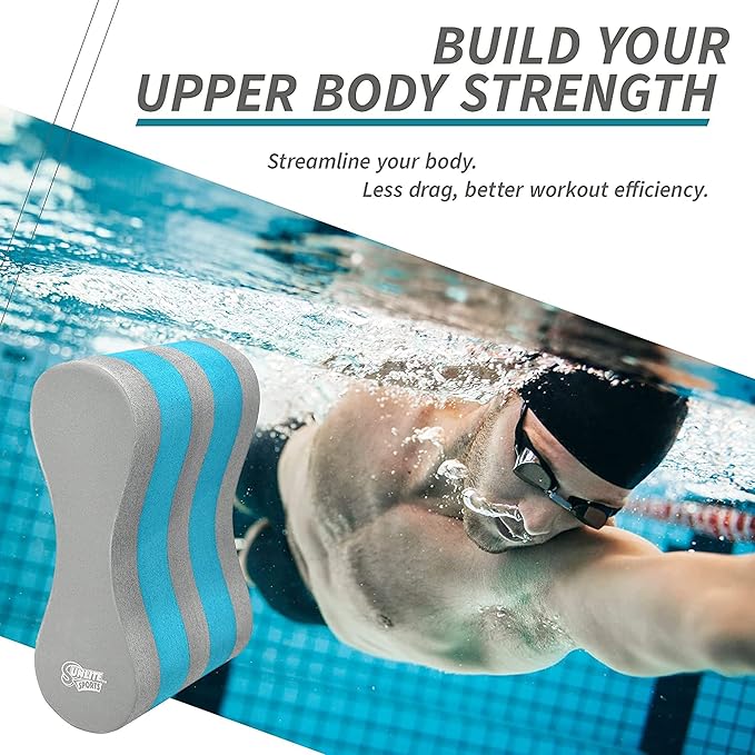 Sunlite Sports EVA 5-Layer Pull Buoy Leg Float - Pool Training Aid, Legs and HIPS Support for Adults, Kids, and Beginners, for Swimming Stroke