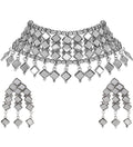 Silver-Plated Alloy Kundan Studded Oxidised Choker Necklace - The Pari