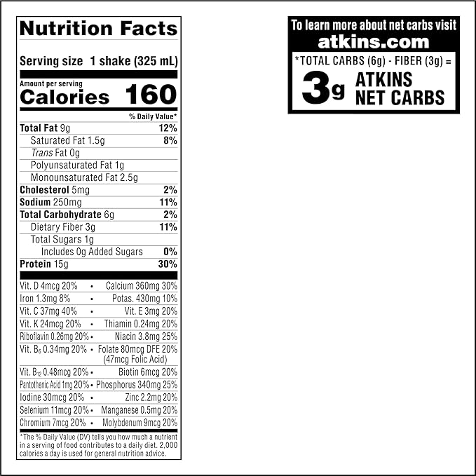 AtkinsCafé Caramel Iced Coffee Protein Shake, 15g Protein, Low Glycemic, 3g Net Carb, 1g Sugar, Keto Friendly (Pack of 2)