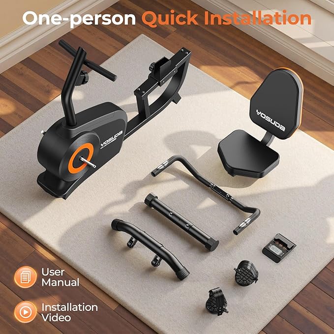 YOSUDA Recumbent Exercise Bike for Home，Magnetic Staionary Bike for Seniors/Adults with Adjustable Seat, 350LB Capacity, 16-level Resistance, LCD Monitor & Pulse Sensors