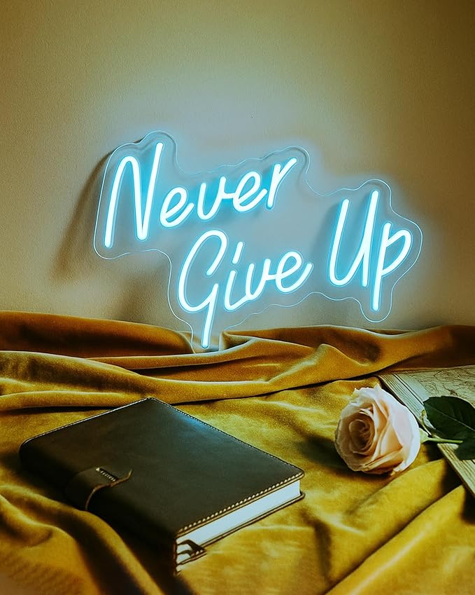 YIKBIK NEVER GIVE UPLED Neon Sign for Wall Decor,Neon Lights Party Decorations, USB Powered Switch Neon Lights lighting adjustable for Office Room, Gym Room, Man Cave, Gamer Room