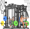 Power Cage,1600lbs Multi-Function Power Rack with Adjustable Cable Crossover System and More Training Attachment, Weight Cage for Home Gym