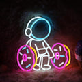 Astronaut Lifting Donut Neon Sign Astronaut Donut Neon Light Astronaut Light Sign Dimmable Bakery LED Neon Light for Club Decor Man Cave Game Room Bar Pub 12.5"×12.7"