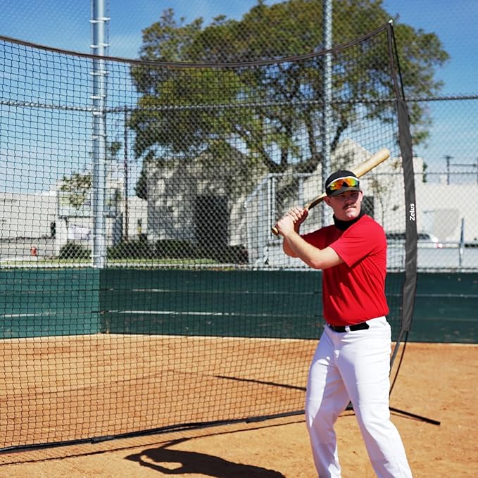 12x9ft / 16x10ft Barricade Backstop Net, Ball Sports Barrier, Practice Net for Baseball, Softball, Lacrosse, Soccer, Basketball and More