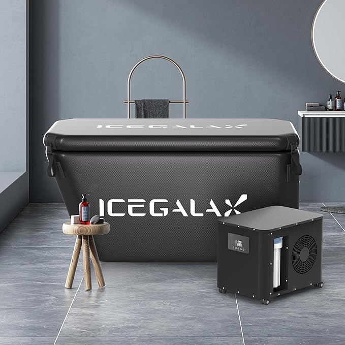 Cold Plunge Tub with Water Chiller Ice Bath Tub and Chiller for Athletes Fitness Recovery Outdoor Ice Plunge Bathtub Chiller Set