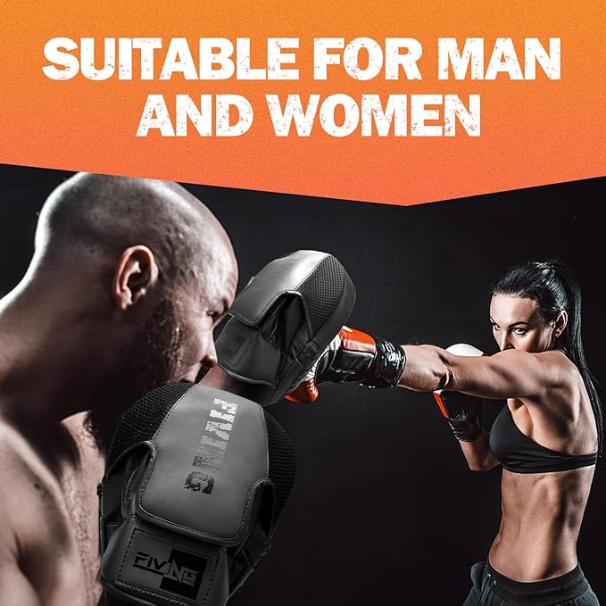 Boxing Pads for Men, Women, & Kids, Leather Focus Mitts for Martial Arts, Boxing Training, Curved Punch Mitts for Karate, Kickboxing,Muay Thai, Taekwondo