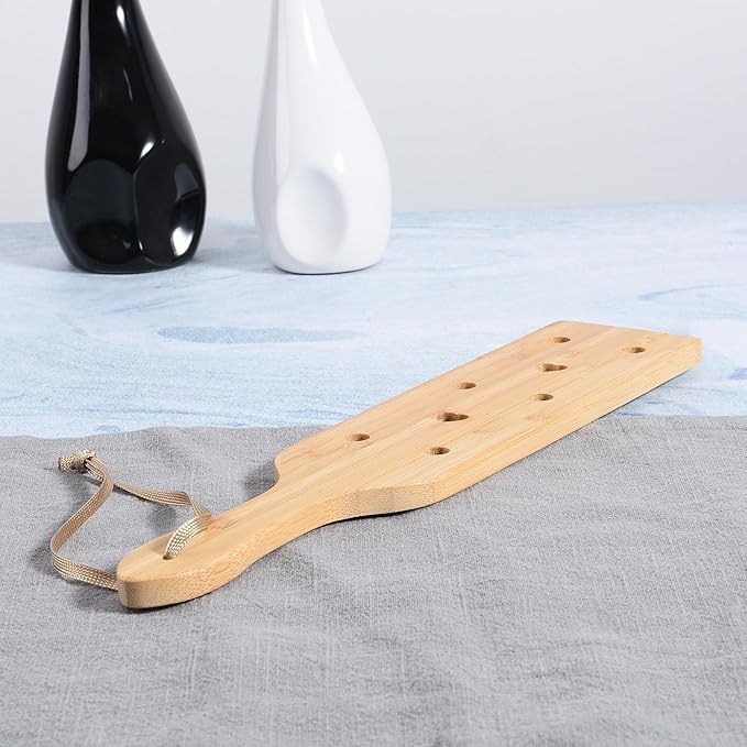 Bamboo Wood Paddle, 13.3 Inch Wooden Paddle with Airflow Holes