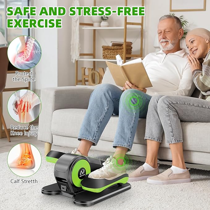 ANCHEER Under Desk Elliptical Machine, Ellipse Leg Exerciser for Seniors with 12 Adjustable Speeds, Quiet & Portable Electric Seated Pedal Exerciser with Remote Control
