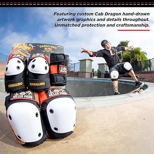 187 KILLER PADS Six Pack Pad Set, Elbow Pads, Knee Pads, and Wrist Guards - Ideal for Skateboarding, Roller Skating, and Inline Skating