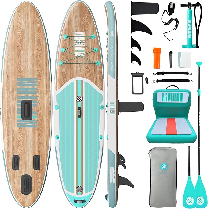 Niphean Inflatable Stand Up Paddle Board with SUP Accessories, Anti-Slip EVA Deck, 10’6’’ Inflatable Paddle Boards for Adults & Youth of All Skill Levels
