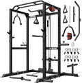 S21 Power Cage, Multi-Function Power Rack with Adjustable Cable Crossover System, 2000LBS Squat Rack for Home Gym with More Training Attachments