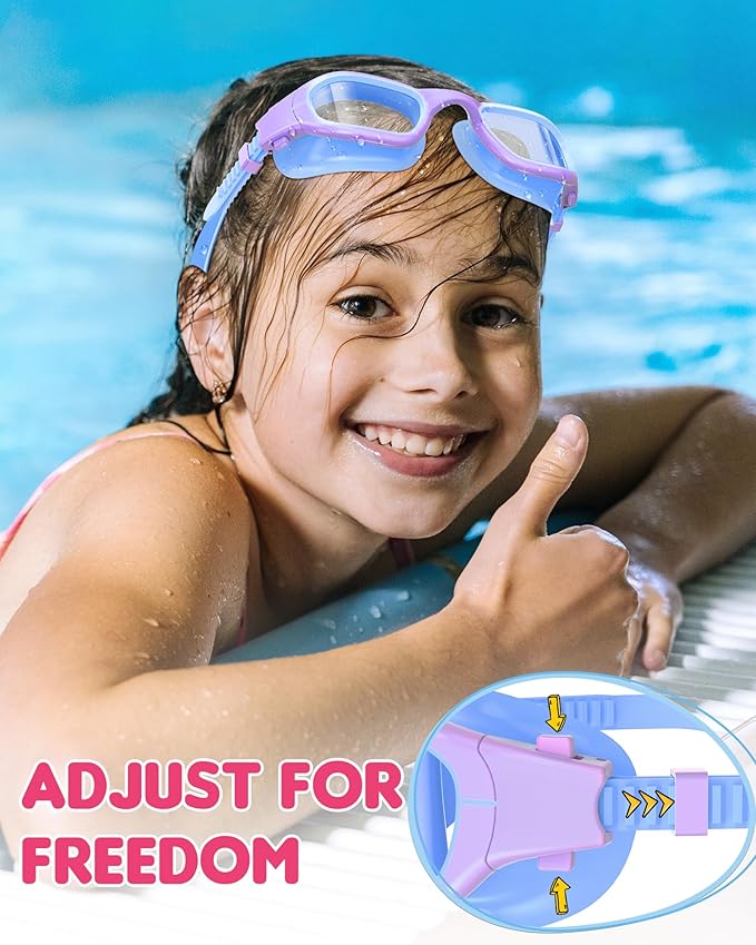 Kids Swim Goggles,Swimming Goggles for Kids 6-14, Anti-Fog UV Protection Pool Glasses for Boys Girls