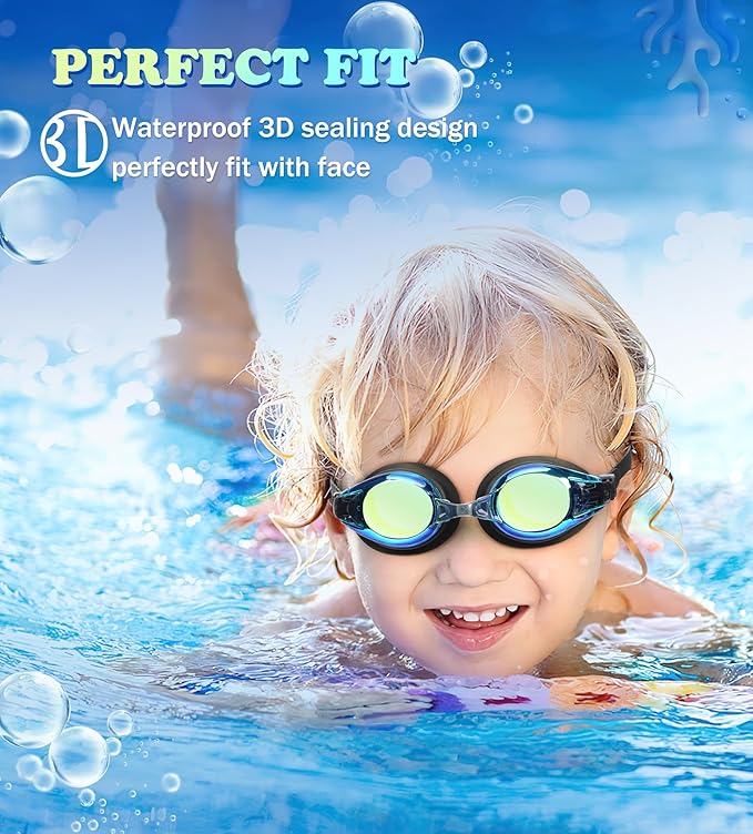 Aegend 2 Pack Kids Goggles, Swimming Goggles for Kids Age 4-16 Boys and Girls Youth, Anti-Fog Waterproof Anti-UV Pool Goggles