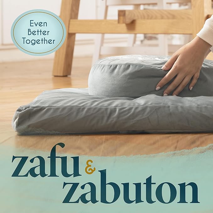 Florensi Meditation Cushion - Comfortable Floor Pillow - Traditional Tibetan Meditation Pillow with Beautiful Velvet Cover - Large Floor Cushion Seating for Adults - Premium Yoga Buckwheat Bolster