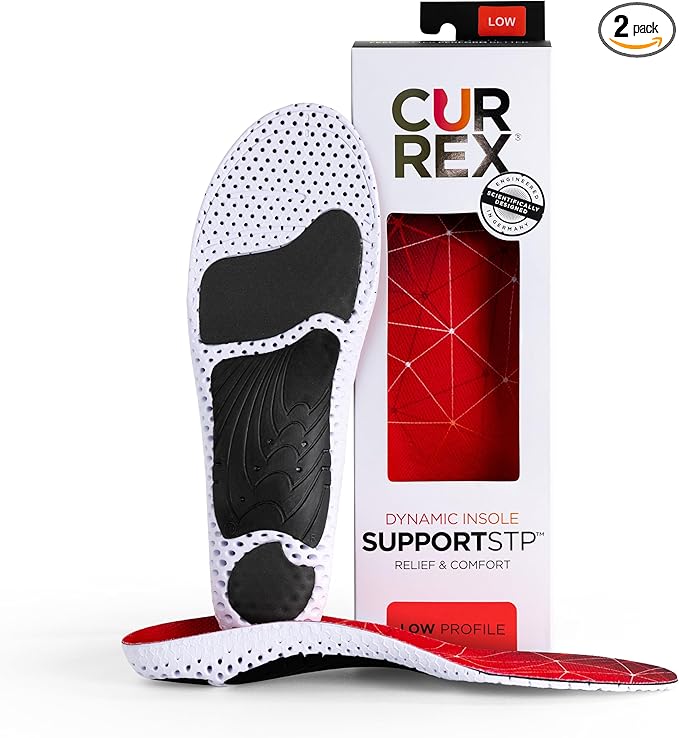 CURREX SupportSTP – Arch Support Insole w/Superior Cushioning & Airflow, Heavy Duty Shell for Less Fatigue – Comfort, Athletic, Casual and Work Shoe Inserts, Men & Women – Low Arch, Small