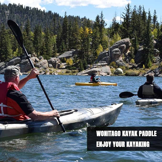Kayak Paddles with Alloy Shaft and PP Blade, Floating Kayaking Oars, Adjustable 230-250 cm/90-98 Inches, 210-230 cm/82-90 Inches