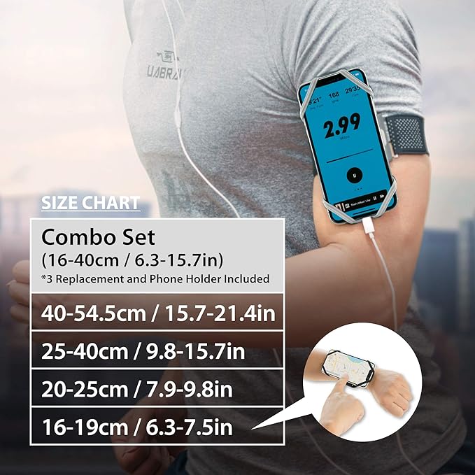 BONE Run Tie, Running Cell Phone Holder, Skin-Friendly & Washable Silicone Sport Armband, Universal Workout Phone Carrier Compatible with Most Smartphone (Luminous - Size S/Arm Size 7.9-9.8'')