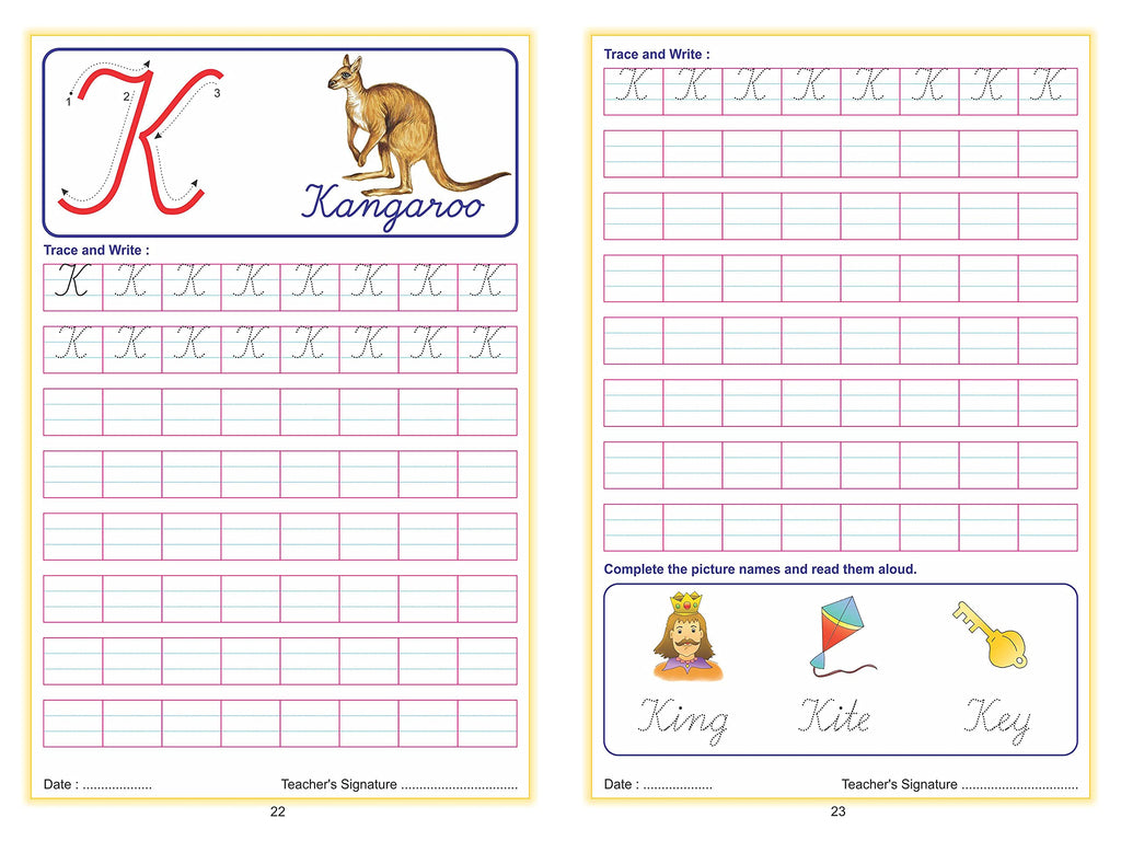 Scholars Hub Cursive Writing Book (Practice)- Alphabet Cursive Writing. (Capital) & Alphabet Cursive Writing. (Small) (Set Of 2 Books) ( Ages 3-6) | 112 Pages