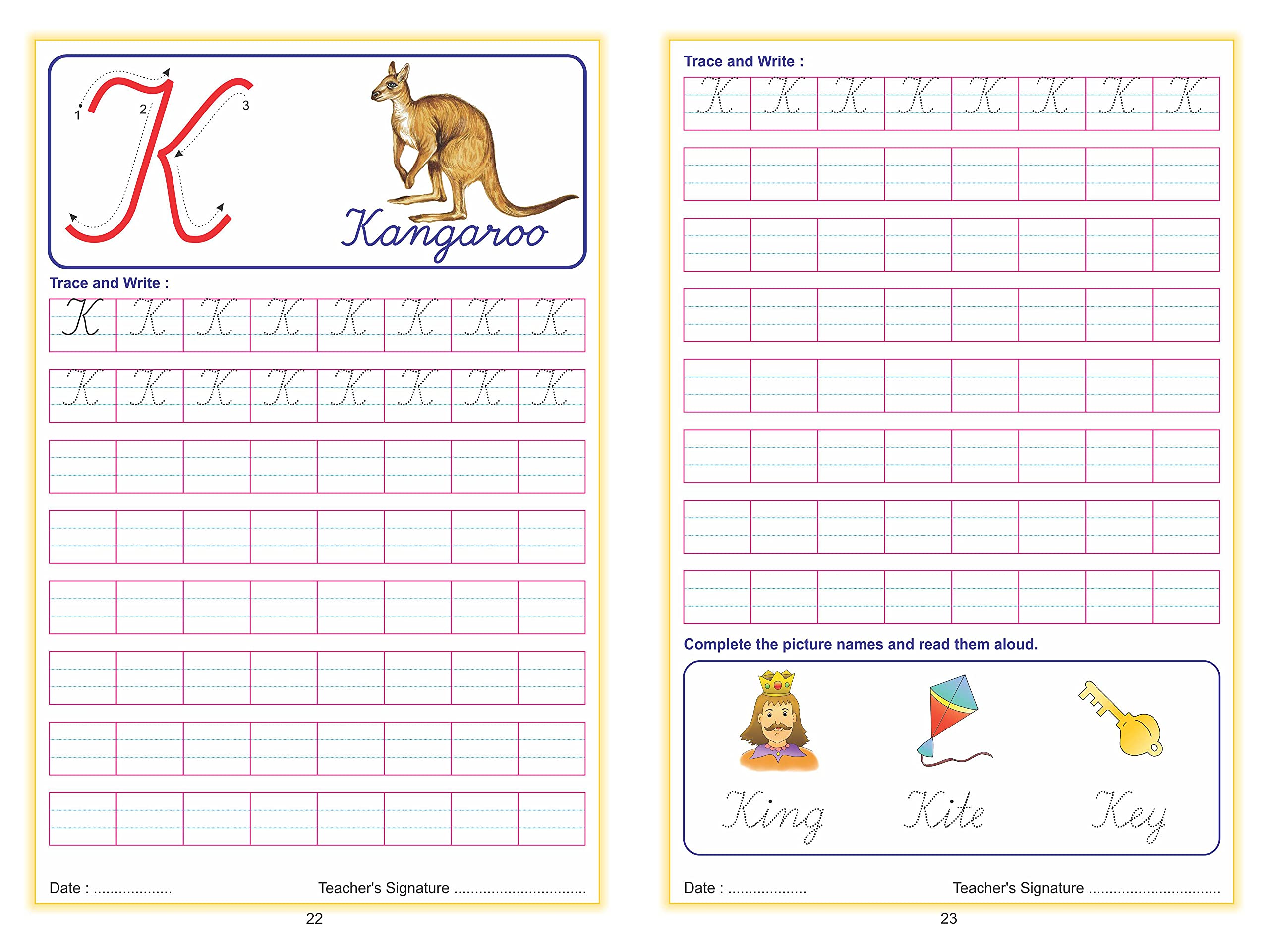 Scholars Hub Cursive Writing Book (Practice)- Alphabet Cursive Writing. (Capital) & Alphabet Cursive Writing. (Small) (Set Of 2 Books) ( Ages 3-6) | 112 Pages