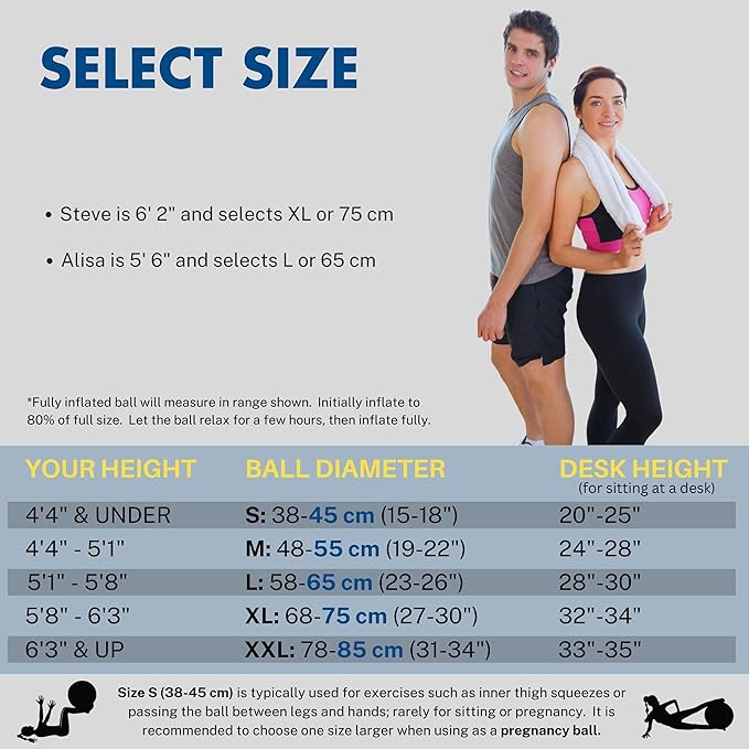 ProBody Pilates Yoga Ball - Fresh Colors Exercise Ball for Stability, Pregnancy, Workout & Physical Therapy
