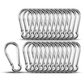 Small Carabiner Clip Hooks, 25pcs 1.57 inch Carabiners Heavy Duty, 304 Stainless Steel Spring Snap Hook Fits Camping Hiking, Metal Clips for Rope Chain Keys Rings