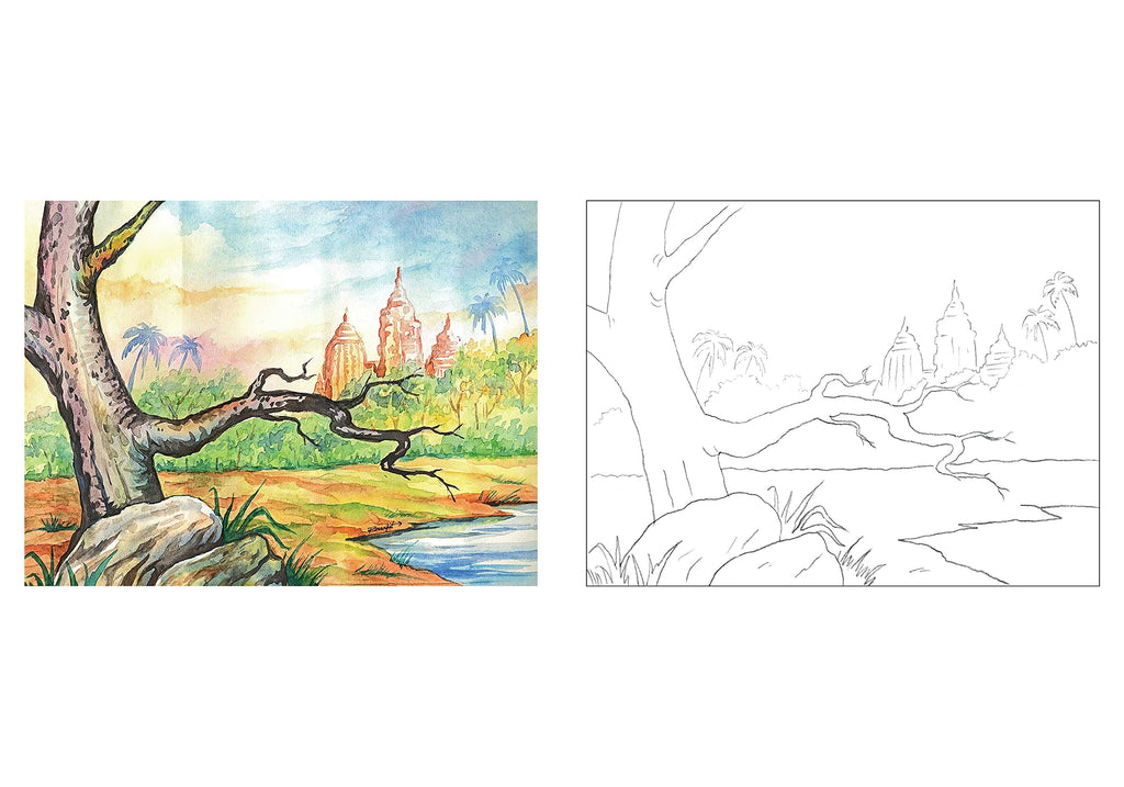 Scholars Hub Best Scenery In Water Colour Book- Vol-1, Vol 2 ( Set Of 2 Books) | 40 Pages