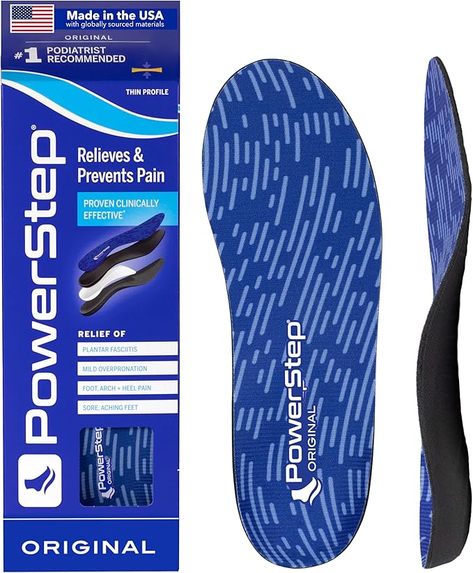 Powerstep Original Insoles - Neutral Arch Support, Plantar Fasciitis Pain Relief, Inserts for Men and Women, Low Profile Shoes, M12-13