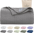 Herringbone Cotton Twin Blanket for Couch, Bed,Sofa, Home Decor, Soft, Lightweight, All-Season Bed Blanket, 68 x92, Dark Grey