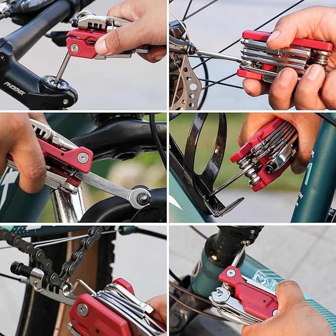 21 Bike Repair Multitool Kit with Carry Case, Portable Cycling Tool Kits (21 in 1), Bicycle Tools Kit Set with Allen Wrench, Chain Tool, Bicycle Spoke Wrench