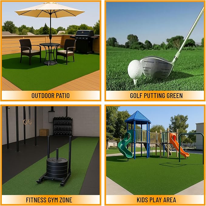 Ottomanson Artificial Turf Golf Hitting Mat 3' x 20' Indoor/Outdoor Waterproof Synthetic Fake Grass for Putting Practice Baseball Football Sports Gym Backyard, Custom Size 2' up to 30'