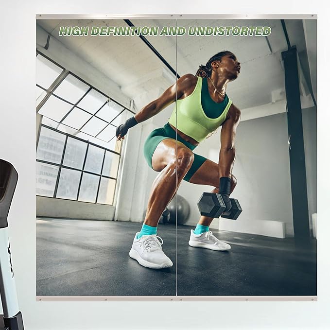 ROOMTEC Workout Mirrors for Home Gym 48"x24", Large Wall Mirror Full Length for Fitness, Yoga, Big Wall Mounted Frameless Glass Mirror for Garage, Dance Studio, Bedroom