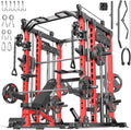 Smith Machine with Cable Crossover System, Multi-Function Power Cage Squat Rack for Home Gym, Power Rack and Packages Weight Sets.