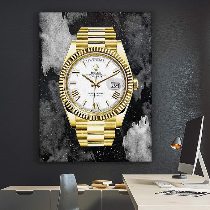 SuccessHunters Luxury Gold Watch Canvas Print Office Wall Decoration Home Decor Modern Art Prints Inspiration Motivation Inspire Entrepreneur Quote Inspirational Motivational House Decal (18" x 12")