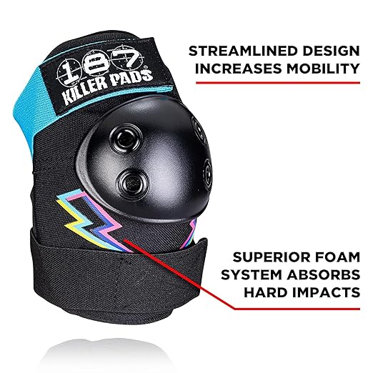 187 Killer Pads Six Pack Pad Set, Elbow Pads, Knee Pads, and Wrist Guards - Ideal for Skateboarding, Roller Skating, and Inline Skating