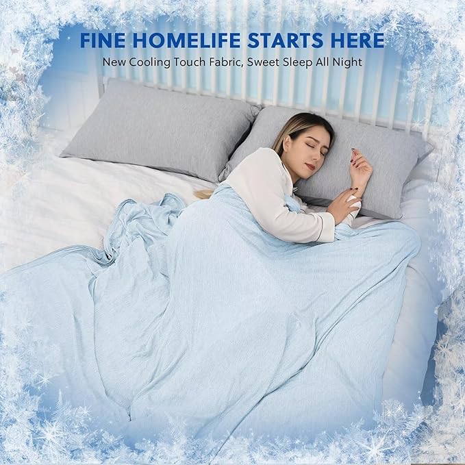 HOMFINE Cooling Blankets for Hot Sleepers - Summer Blanket Thin Lightweight Breathable Soft Double Side Enhanced Cooling for Bed Couch Sofa, Keep Cool for Night Sweats (Light Blue, 90 x 90 inches)