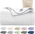 Herringbone Cotton Twin Blanket for Couch, Bed,Sofa, Home Decor, Soft, Lightweight, All-Season Bed Blanket, 68 x92, White