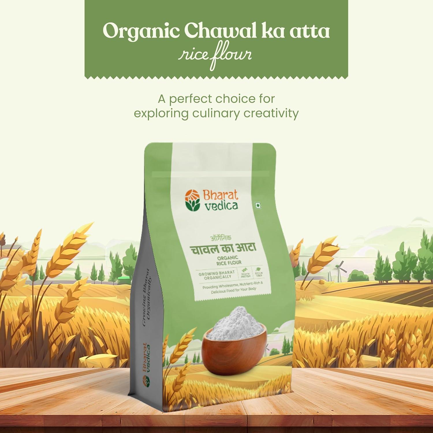 Bharat Vedica Organic Rice Flour - Organic Chawal ka Atta