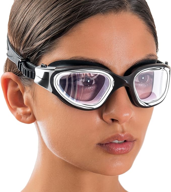 AqtivAqua Swimming Goggles, DX Wide View Swim Goggles for Adult Men Women, Anti Fog No Leaking