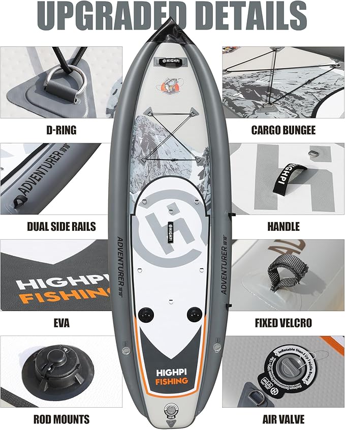 Highpi Inflatable Stand Up Paddle Board for Youth and Adults – Wide Sup with Premium Accessories, Blow Up Paddleboard for Surfing, Fishing, Yoga & More
